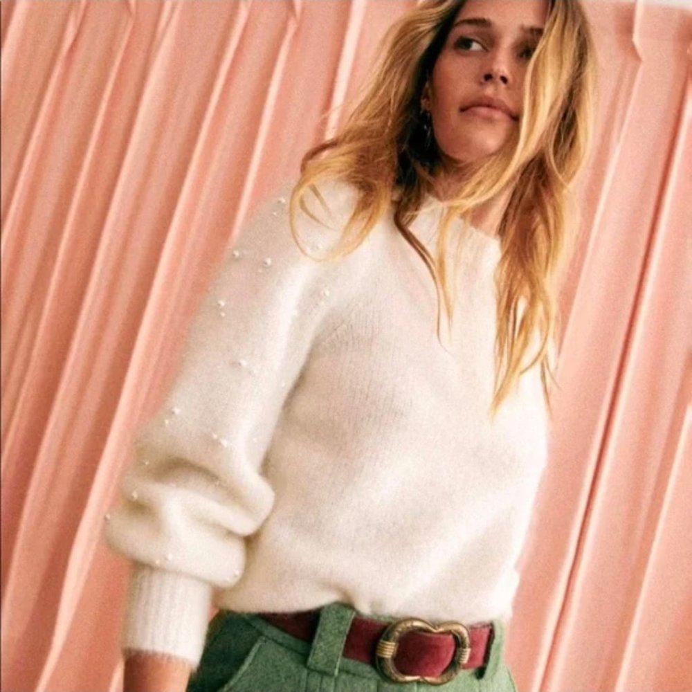 Sezane "Perle Jumper" in White (NWT)